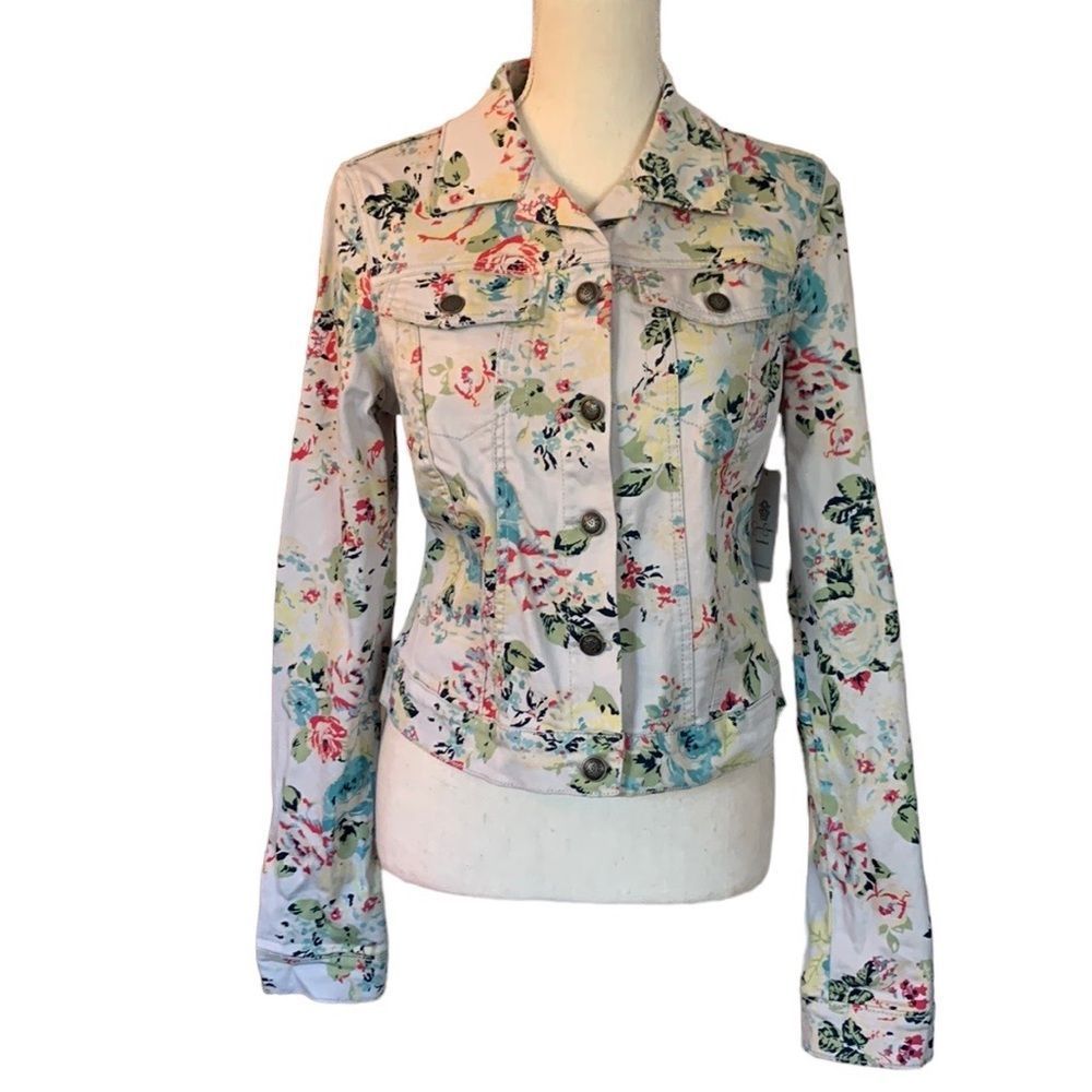 Jessica Simpson Floral Crop Jean Jacket